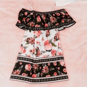 Floral patterned off shoulder dress